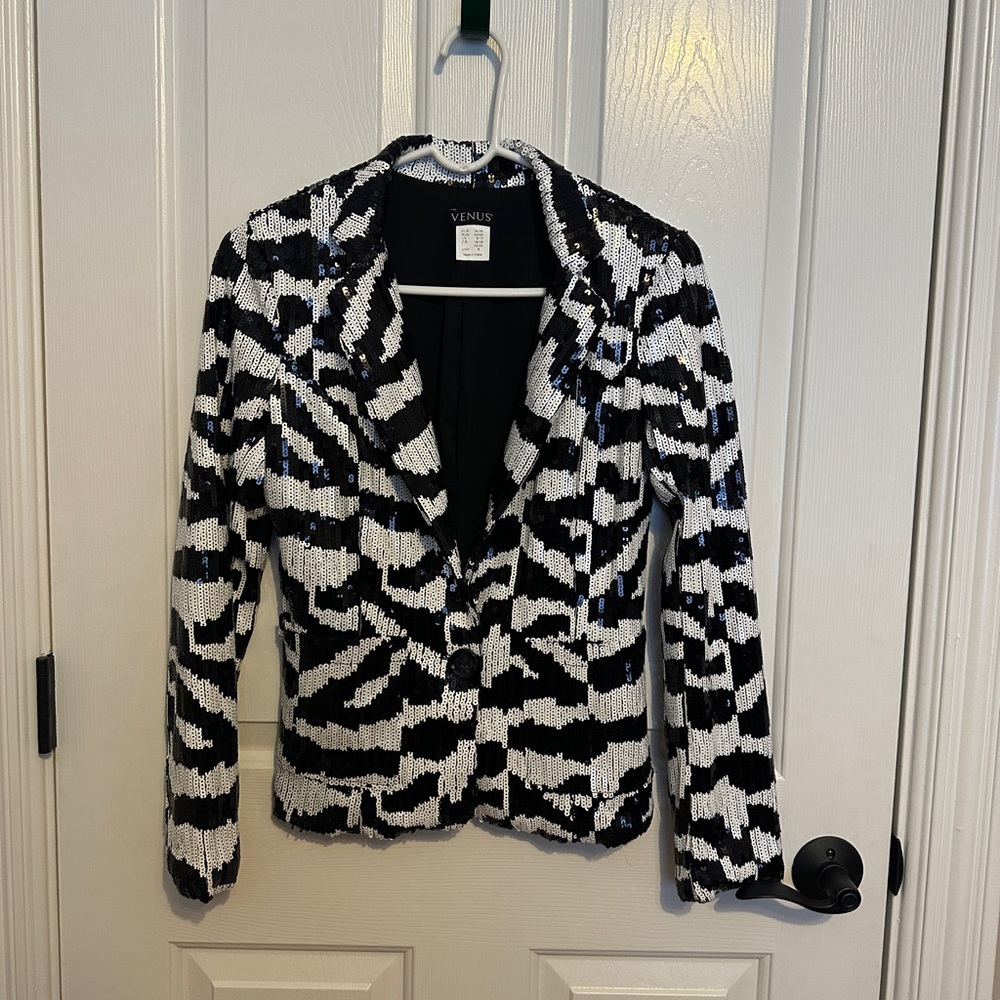 VENUS Zebra Sequin Jacket Size Small
